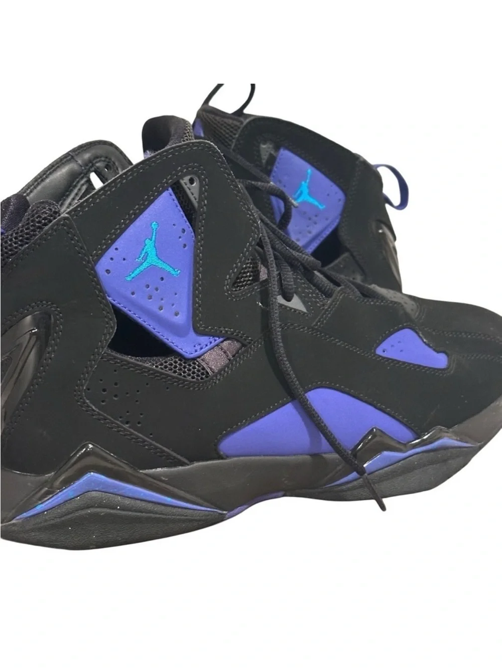 Air Jordan True Flight Black Blue Lagoon Teal Leather Sneakers - Size US 10.5